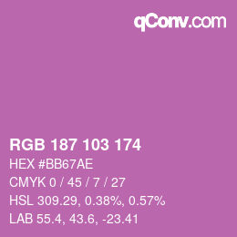 Color code: RGB 187 103 174 | qconv.com