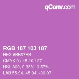 Color code: RGB 187 103 187 | qconv.com