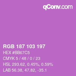 Color code: RGB 187 103 197 | qconv.com