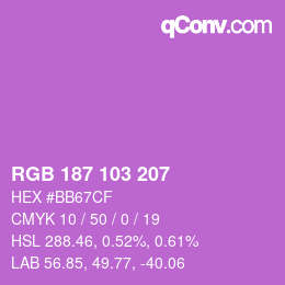 Color code: RGB 187 103 207 | qconv.com