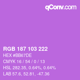 Color code: RGB 187 103 222 | qconv.com