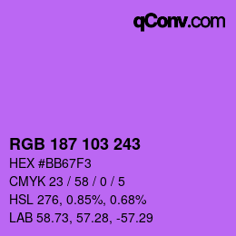 Color code: RGB 187 103 243 | qconv.com