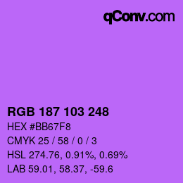 Color code: RGB 187 103 248 | qconv.com
