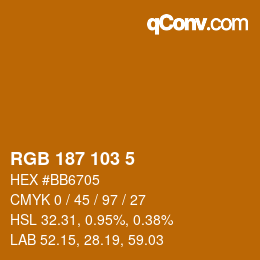 Farbcode: RGB 187 103 5 | qconv.com