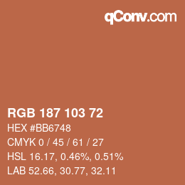 カラーコード: RGB 187 103 72 | qconv.com