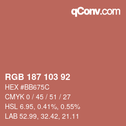 カラーコード: RGB 187 103 92 | qconv.com