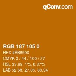 Color code: RGB 187 105 0 | qconv.com