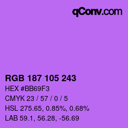 Color code: RGB 187 105 243 | qconv.com