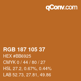 Color code: RGB 187 105 37 | qconv.com
