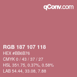 Color code: RGB 187 107 118 | qconv.com