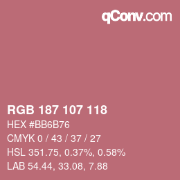 Color code: RGB 187 107 118 | qconv.com