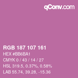 Color code: RGB 187 107 161 | qconv.com