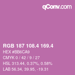 カラーコード: RGB 187 108.4 169.4 | qconv.com