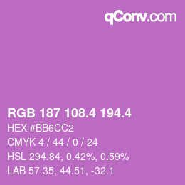 カラーコード: RGB 187 108.4 194.4 | qconv.com
