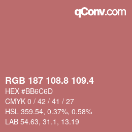 カラーコード: RGB 187 108.8 109.4 | qconv.com