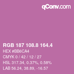 カラーコード: RGB 187 108.8 164.4 | qconv.com