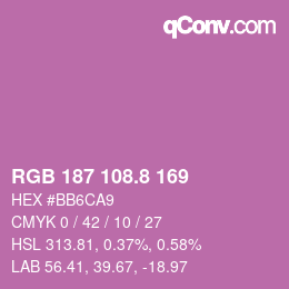 カラーコード: RGB 187 108.8 169 | qconv.com