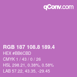 カラーコード: RGB 187 108.8 189.4 | qconv.com