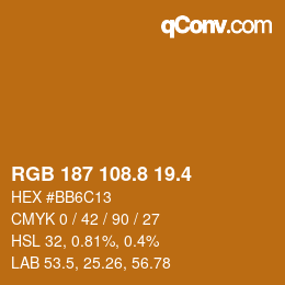カラーコード: RGB 187 108.8 19.4 | qconv.com