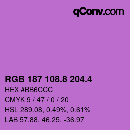 カラーコード: RGB 187 108.8 204.4 | qconv.com