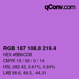 カラーコード: RGB 187 108.8 219.4 | qconv.com