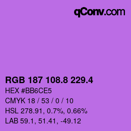 カラーコード: RGB 187 108.8 229.4 | qconv.com