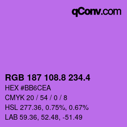 カラーコード: RGB 187 108.8 234.4 | qconv.com