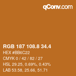 カラーコード: RGB 187 108.8 34.4 | qconv.com
