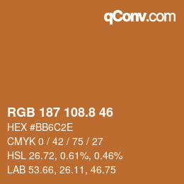 カラーコード: RGB 187 108.8 46 | qconv.com