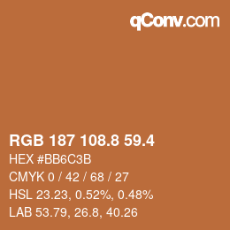 カラーコード: RGB 187 108.8 59.4 | qconv.com