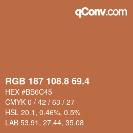カラーコード: RGB 187 108.8 69.4 | qconv.com