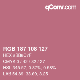 Color code: RGB 187 108 127 | qconv.com