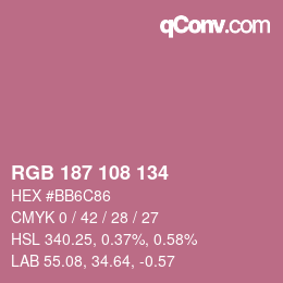 Color code: RGB 187 108 134 | qconv.com