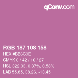 カラーコード: RGB 187 108 158 | qconv.com