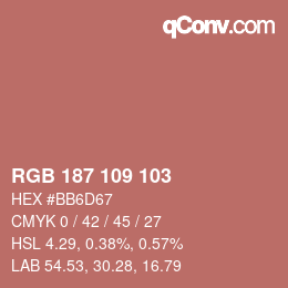 Color code: RGB 187 109 103 | qconv.com