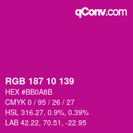 カラーコード: RGB 187 10 139 | qconv.com