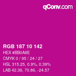 Color code: RGB 187 10 142 | qconv.com