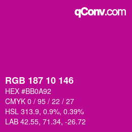 Color code: RGB 187 10 146 | qconv.com