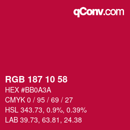 カラーコード: RGB 187 10 58 | qconv.com