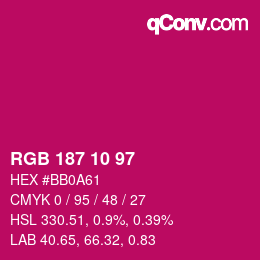 Color code: RGB 187 10 97 | qconv.com