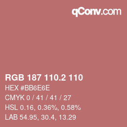 Color code: RGB 187 110.2 110 | qconv.com