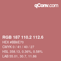 カラーコード: RGB 187 110.2 112.6 | qconv.com