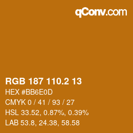 カラーコード: RGB 187 110.2 13 | qconv.com