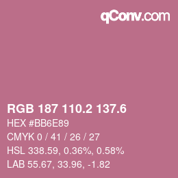 カラーコード: RGB 187 110.2 137.6 | qconv.com