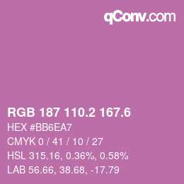 カラーコード: RGB 187 110.2 167.6 | qconv.com