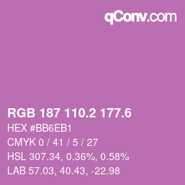 カラーコード: RGB 187 110.2 177.6 | qconv.com