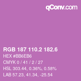 カラーコード: RGB 187 110.2 182.6 | qconv.com