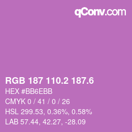 カラーコード: RGB 187 110.2 187.6 | qconv.com