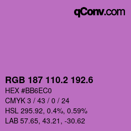 カラーコード: RGB 187 110.2 192.6 | qconv.com