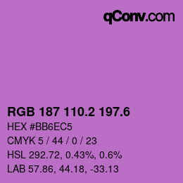 カラーコード: RGB 187 110.2 197.6 | qconv.com